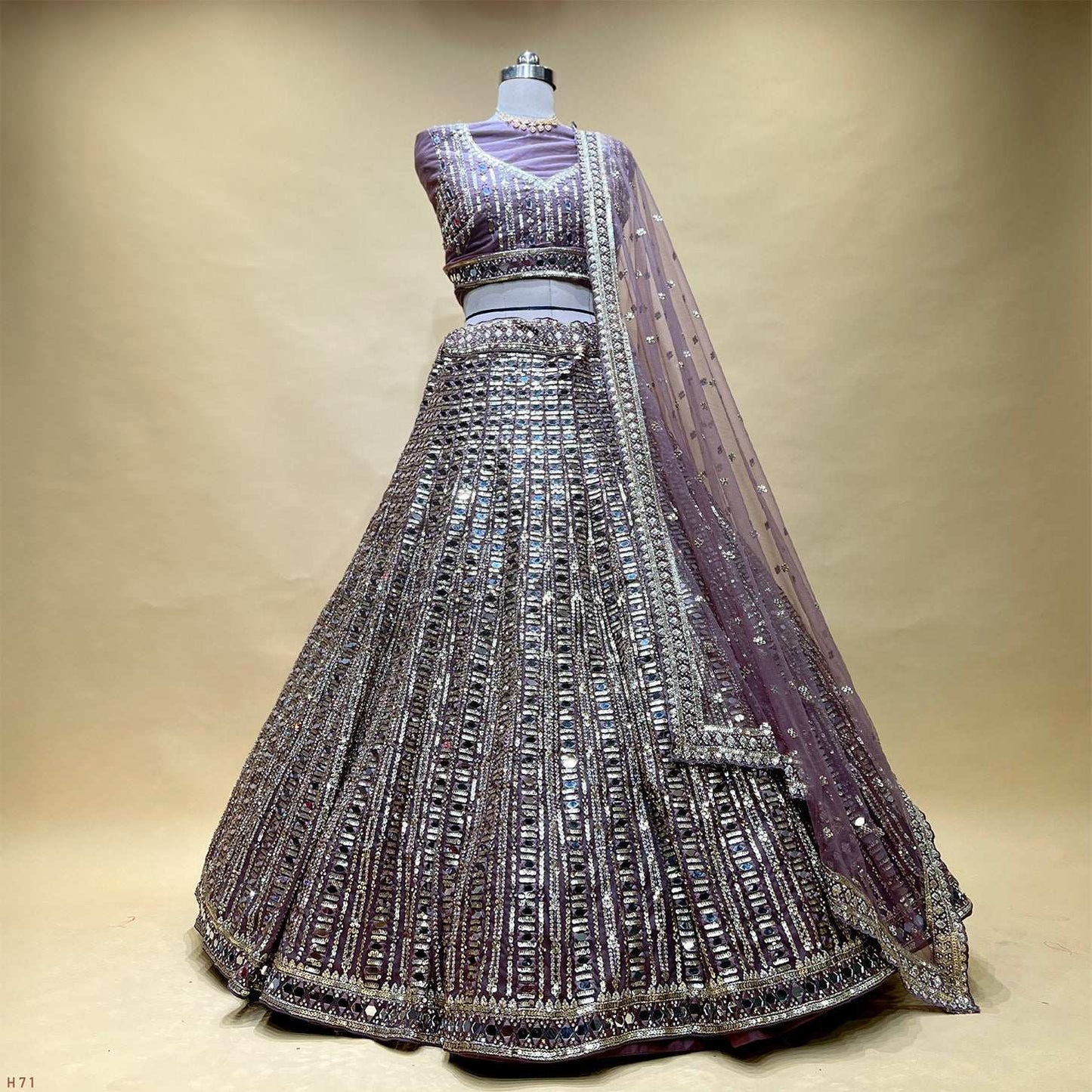 Jazzagals - Mirror Handwork Designer Lehenga for Reception for Bride