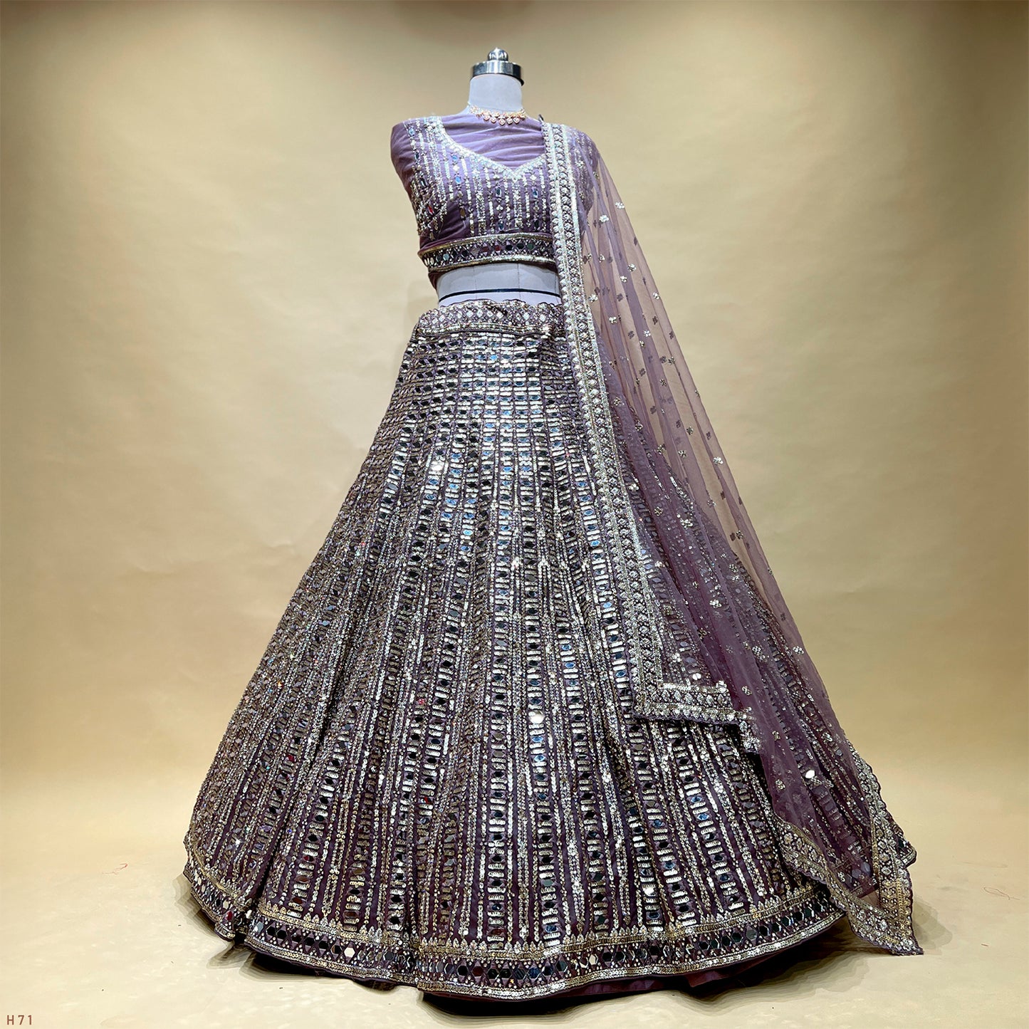 Jazzagals - Mirror Handwork Designer Lehenga for Reception for Bride