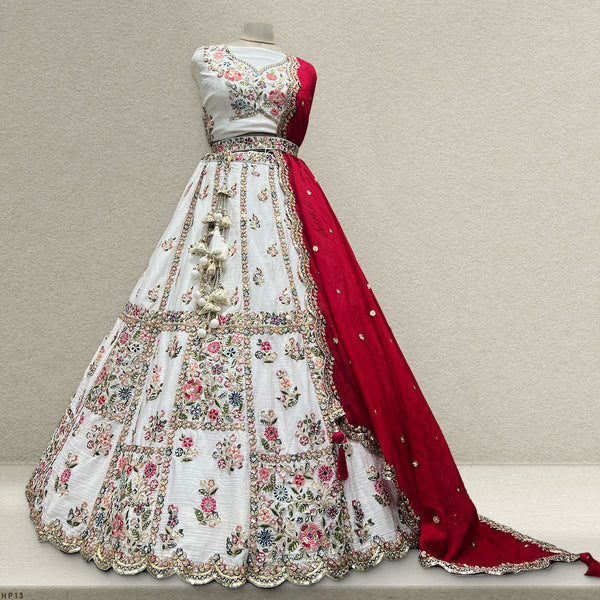 Jazzagals - Soft Georgette Stunning Partywear Lehenga JMS Studio {{ Royal Red Bridal Lehenga}}
