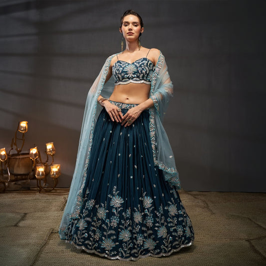 Aisha - Gorgeous Partywear Midnight Blue Lehenga