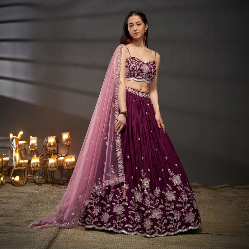 Aisha - Gorgeous Partywear Sparkling Wine Lehenga - JMS Studio