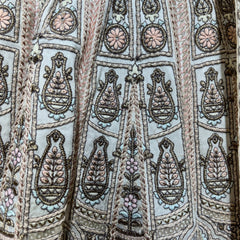 Damsel - Raw Silk Off White Flared Designer Couture Lehenga
