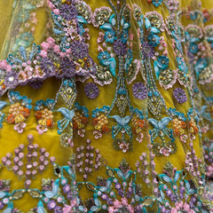Jazzagals - PDP Replica Multicolor Yellow Designer Handwork Lehenga