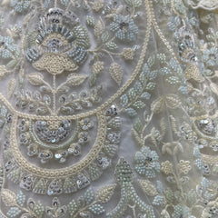 Jazzagals - Designer Replica Pearl White Handwork Couture Lehenga