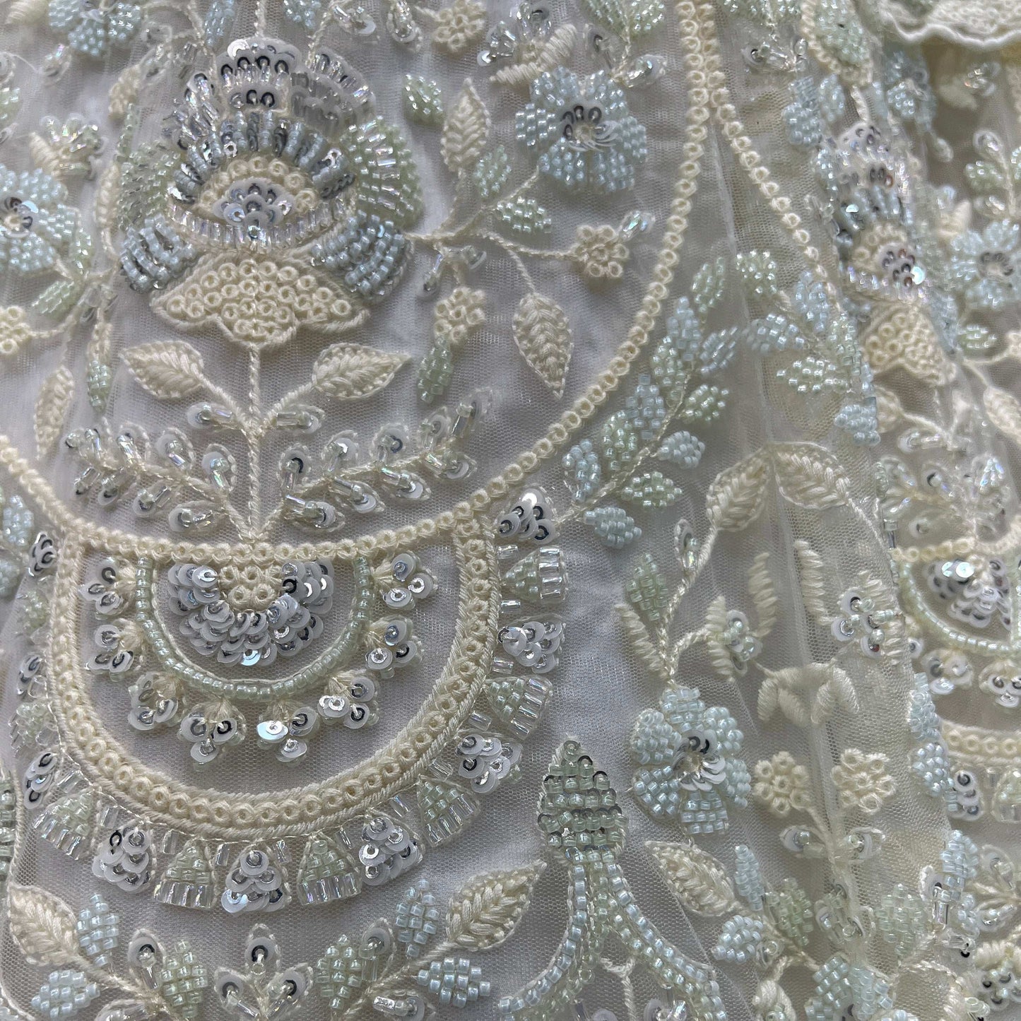 Jazzagals - Designer Replica Pearl White Handwork Couture Lehenga