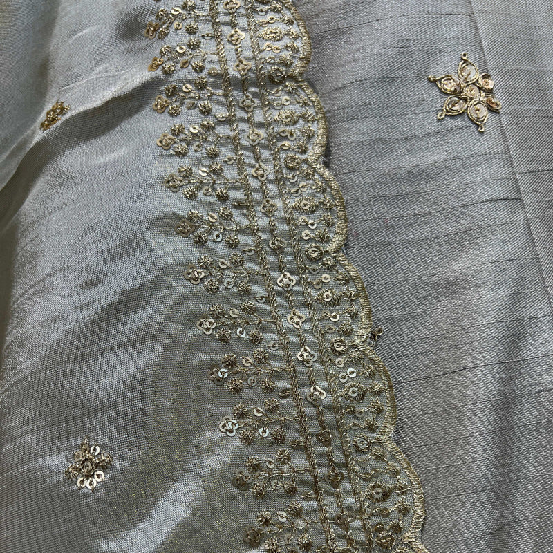Royal Baggi - Raw Silk 20 Kali Flared Minimal Designer Lehenga - Moonlit Silver