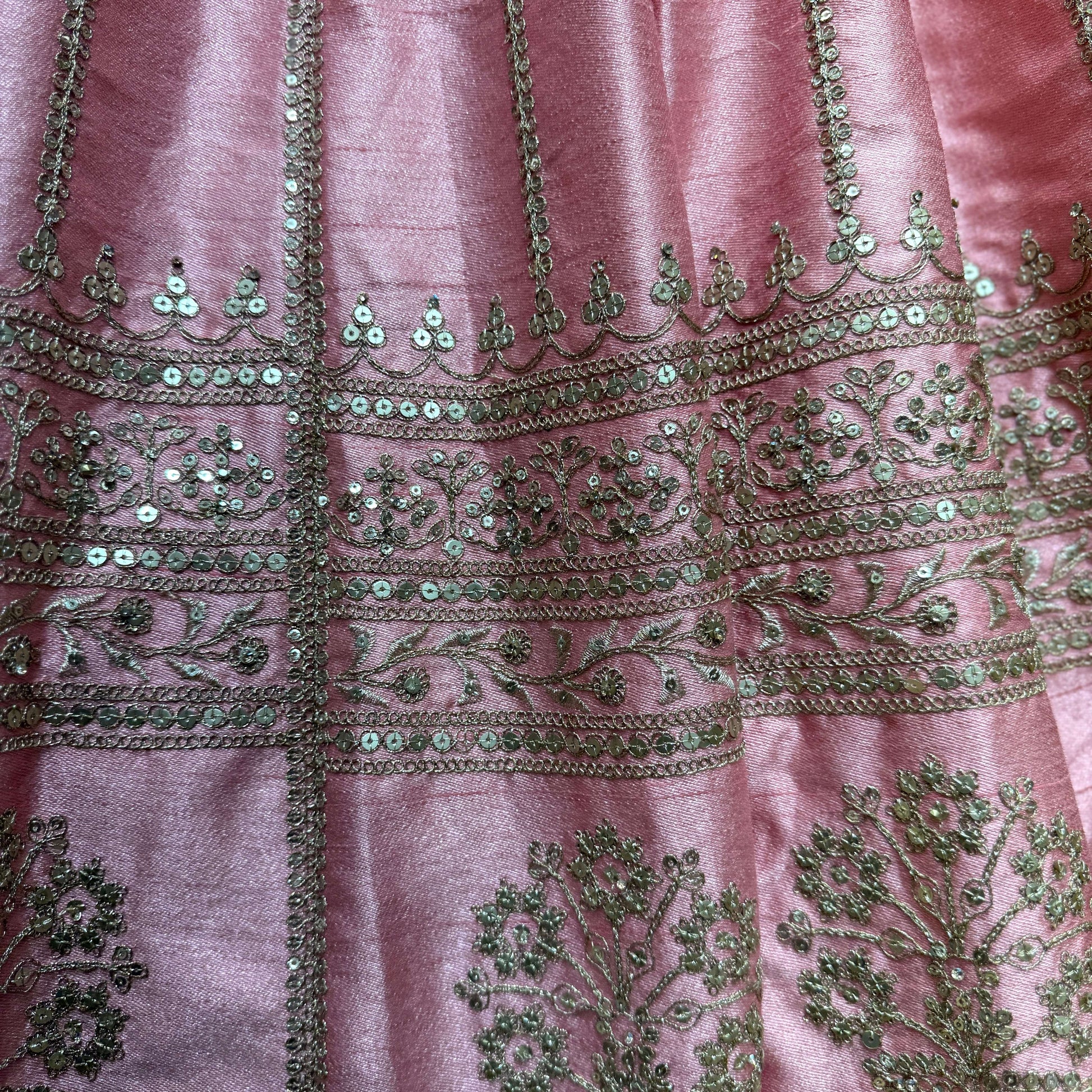 Damsel - Minimal & Modern Classic Raw Silk Baby Pink Sabya Lehenga