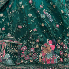 Padmini - Meenakari Threadwork Partywear Lehenga Set Rama