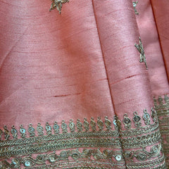 Royal Baggi - Raw Silk 20 Kali Flared Minimal Designer Lehenga - Blush Coral