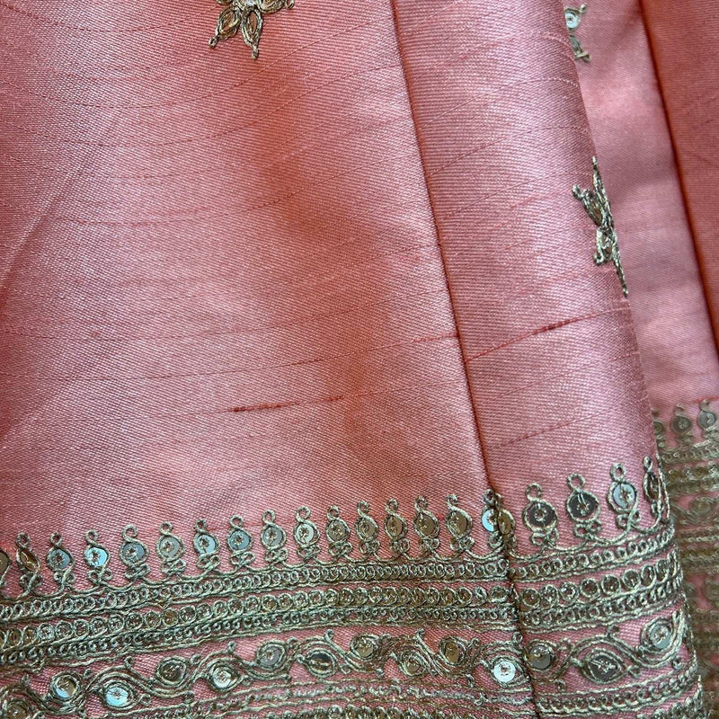 Royal Baggi - Raw Silk 20 Kali Flared Minimal Designer Lehenga - Blush Coral