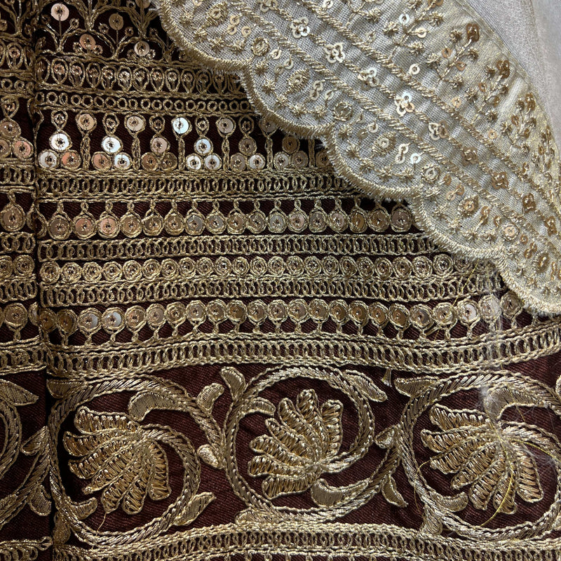 Royal Baggi - Raw Silk 20 Kali Flared Minimal Designer Lehenga - Mocha Mousse