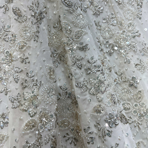 Jazzagals - Designer Replica Pearl White Handwork Couture Lehenga