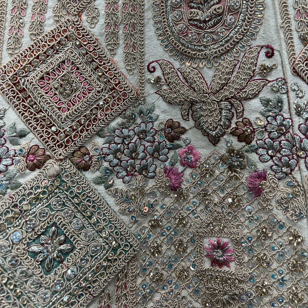 Rosé - Double Dupatta Raw Silk Off White Bridal Lehenga