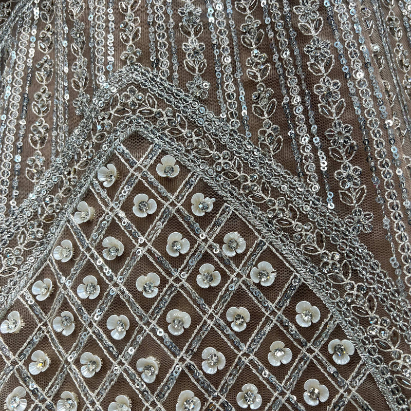 Cherry Blossom  -  The Modern Ivory Lehenga for Reception for Bride