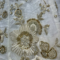 Damsel - Crystal Organza Lehenga Embellished Gorgeous Zari Work White