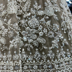 Jazzagals - Delicate Pearl Cutdana Handwork Couture Lehenga Sage Green