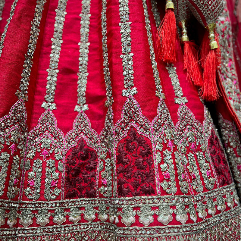 Sangria : Double Dupatta Royal Red Bridal Lehenga
