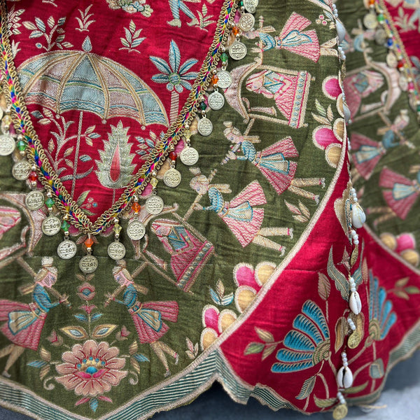 Shringaar: Multicolor Carnival Lehenga with Ready-To-Wear Blouse