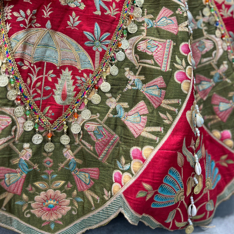 Shringaar: Multicolor Carnival Lehenga with Ready-To-Wear Blouse