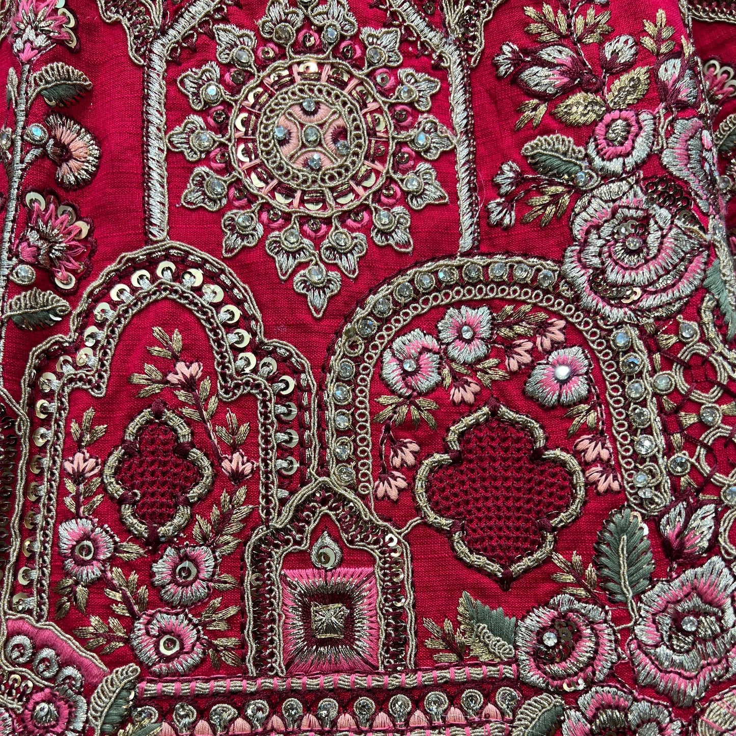 Amrapali - Big Flared Raw Silk Fuchsia Red Royal Wedding Lehenga