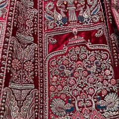 Amrapali - Big Flared  Fuchsia Red Royal Wedding Lehenga