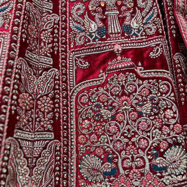 Amrapali - Big Flared  Fuchsia Red Royal Wedding Lehenga