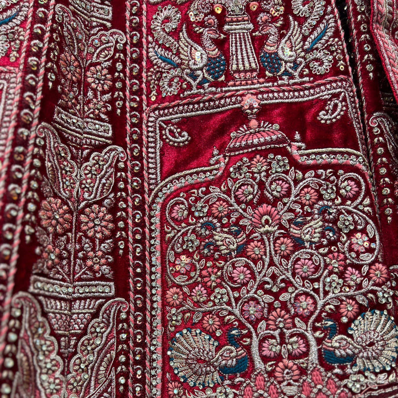 Amrapali - Big Flared  Fuchsia Red Royal Wedding Lehenga