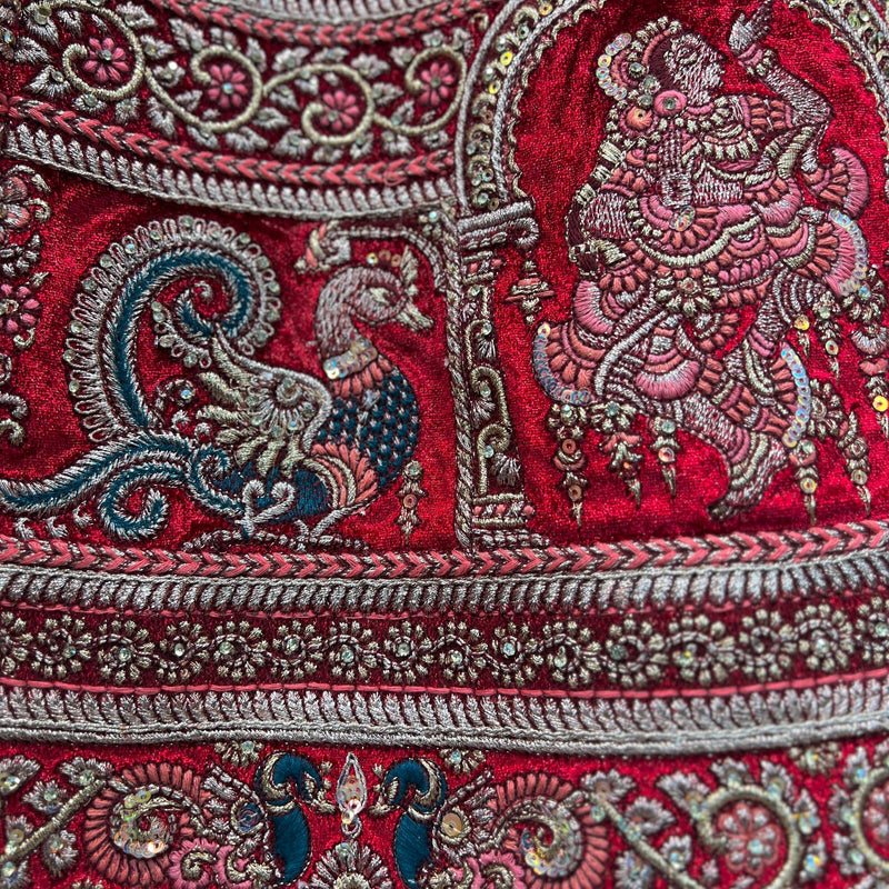 Amrapali - Big Flared  Fuchsia Red Royal Wedding Lehenga