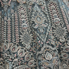 Cherry Blossom - Metallic Blue Reception Engagement Lehenga With Designer Blouse