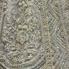 Jazzagals - Beads & Pearls Handwork Off White Reception Lehenga