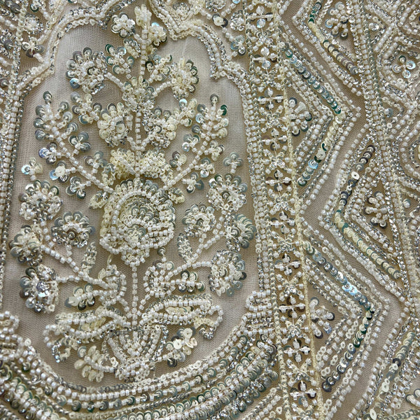 Jazzagals - Beads & Pearls Handwork Off White Reception Lehenga