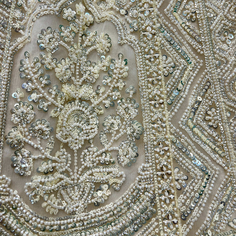 Jazzagals - Beads & Pearls Handwork Off White Reception Lehenga