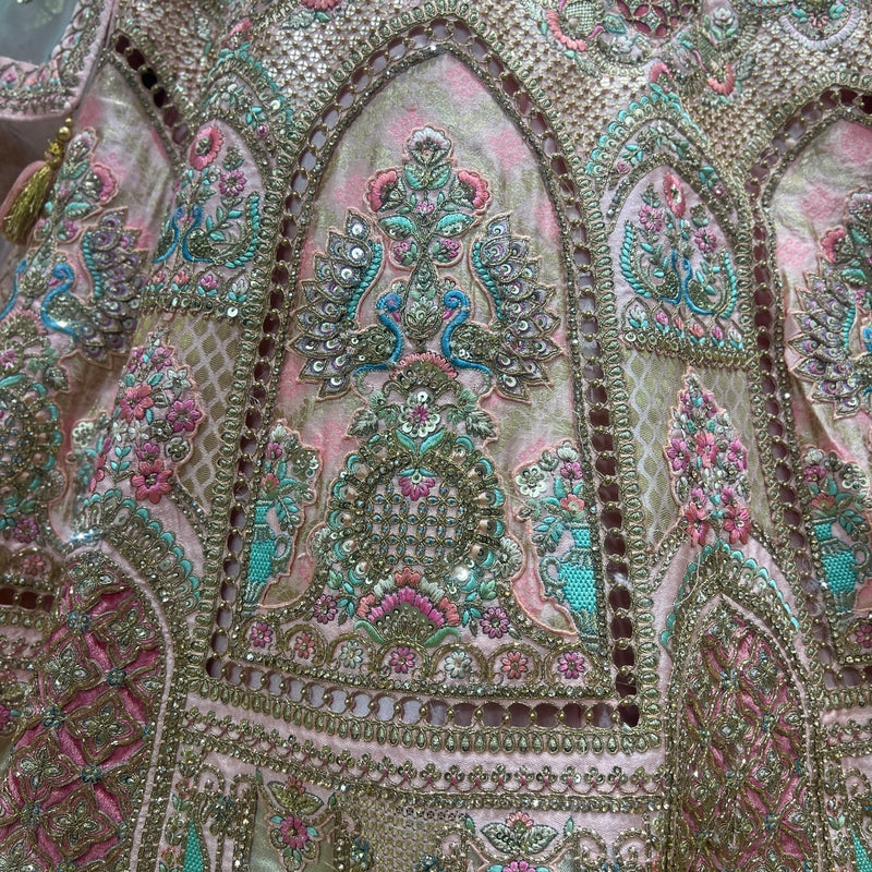 Damsel - Raw silk Soft Pink Wedding Bridal Lehenga Look JMS Studio {{ Royal Red Bridal Lehenga}}