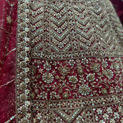 Jazzagals - Beads & Cutdana Handwork Maroon Trending Lehenga JMS Studio {{ Royal Red Bridal Lehenga}}