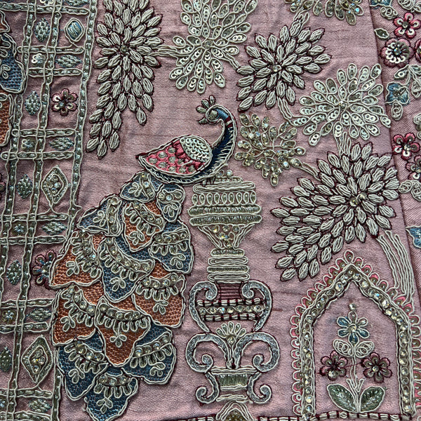 Rosé - Wedding Trousseau in Pastel Hues Raw Silk Baby Pink Bridal Lehenga