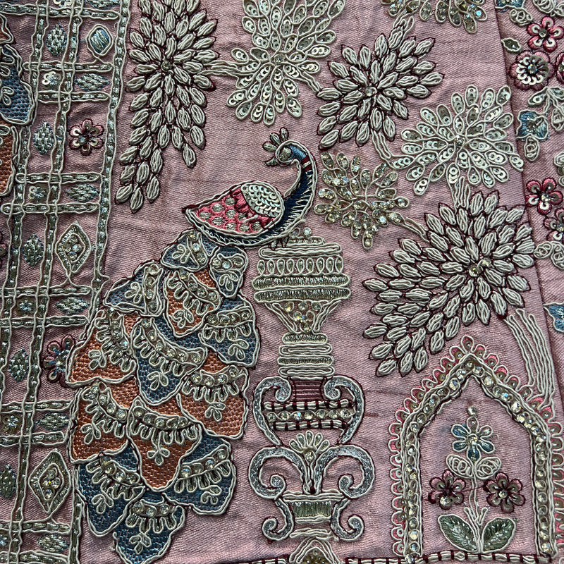 Rosé - Wedding Trousseau in Pastel Hues Raw Silk Baby Pink Bridal Lehenga
