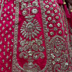 Dulhan in Rani Pink Lehenga : Raw Silk Royal Pink Bridal Lehenga JMS Studio {{ Royal Red Bridal Lehenga}}