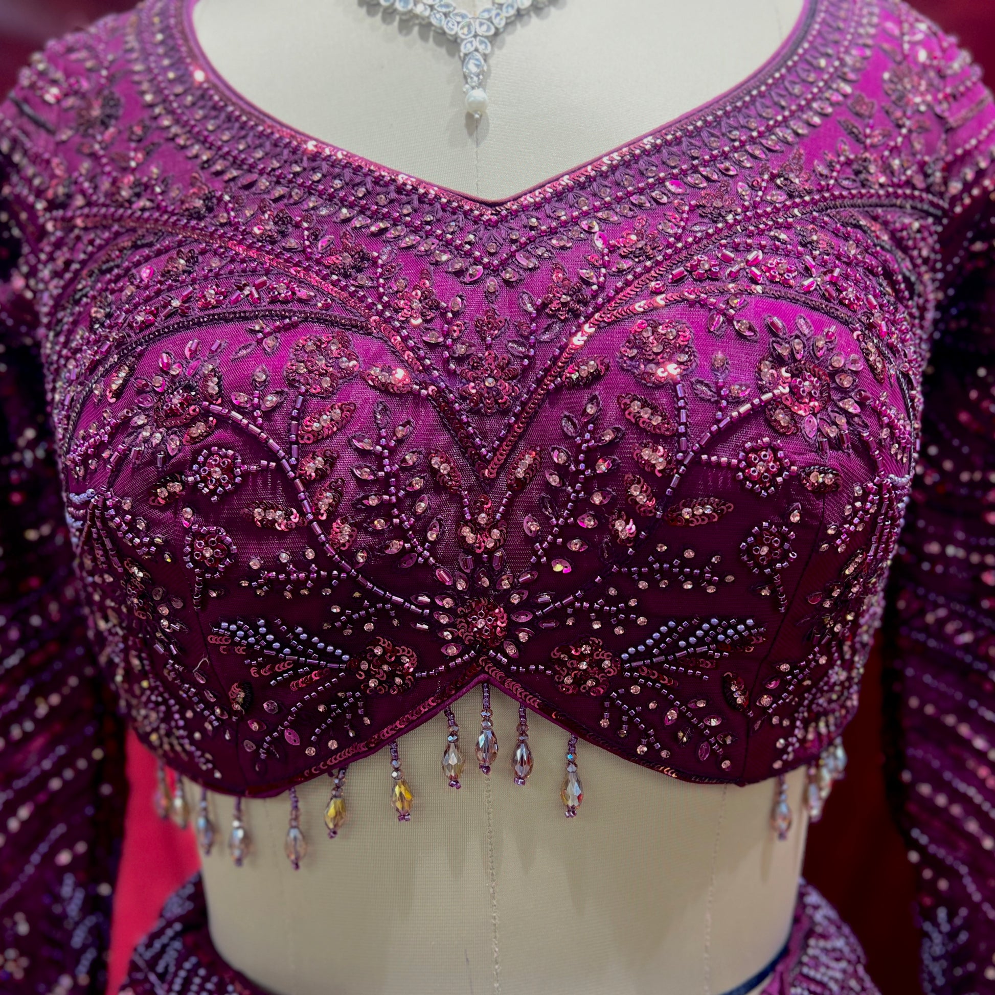 Celestial Collection: Ready-to-Wear Modern Reception and Engagement Lehengas JMS Studio {{ Royal Red Bridal Lehenga}}