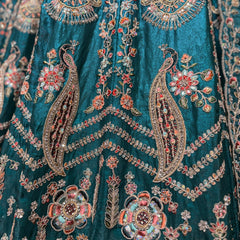 Padmini Rama Green Tissue Silk Embroidered Sider Lehenga – Mehendi, Haldi & Partywear | JMS Studio