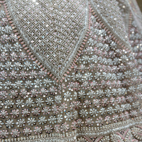 Jazzagals - Beads & Pearls Handwork Ivory Color Lehenga JMS Studio {{ Royal Red Bridal Lehenga}}