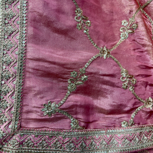 Shringaar: Soft Pink Banarasi Silk Lehenga with Ready-To-Wear Blouse