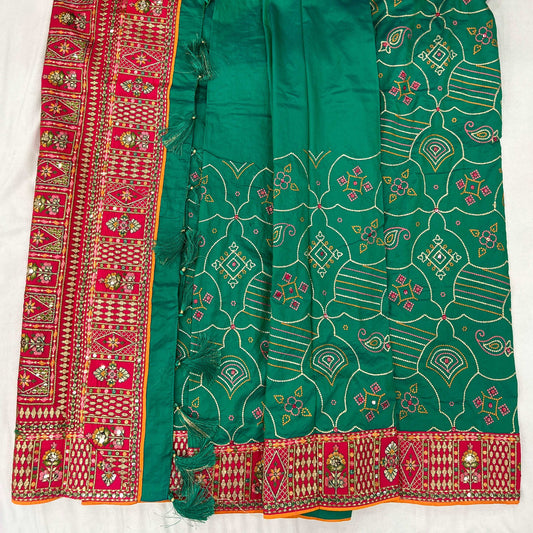 Soft Silk Saree with Multi-Color Resham Thread Work JMS Studio {{ Royal Red Bridal Lehenga}}