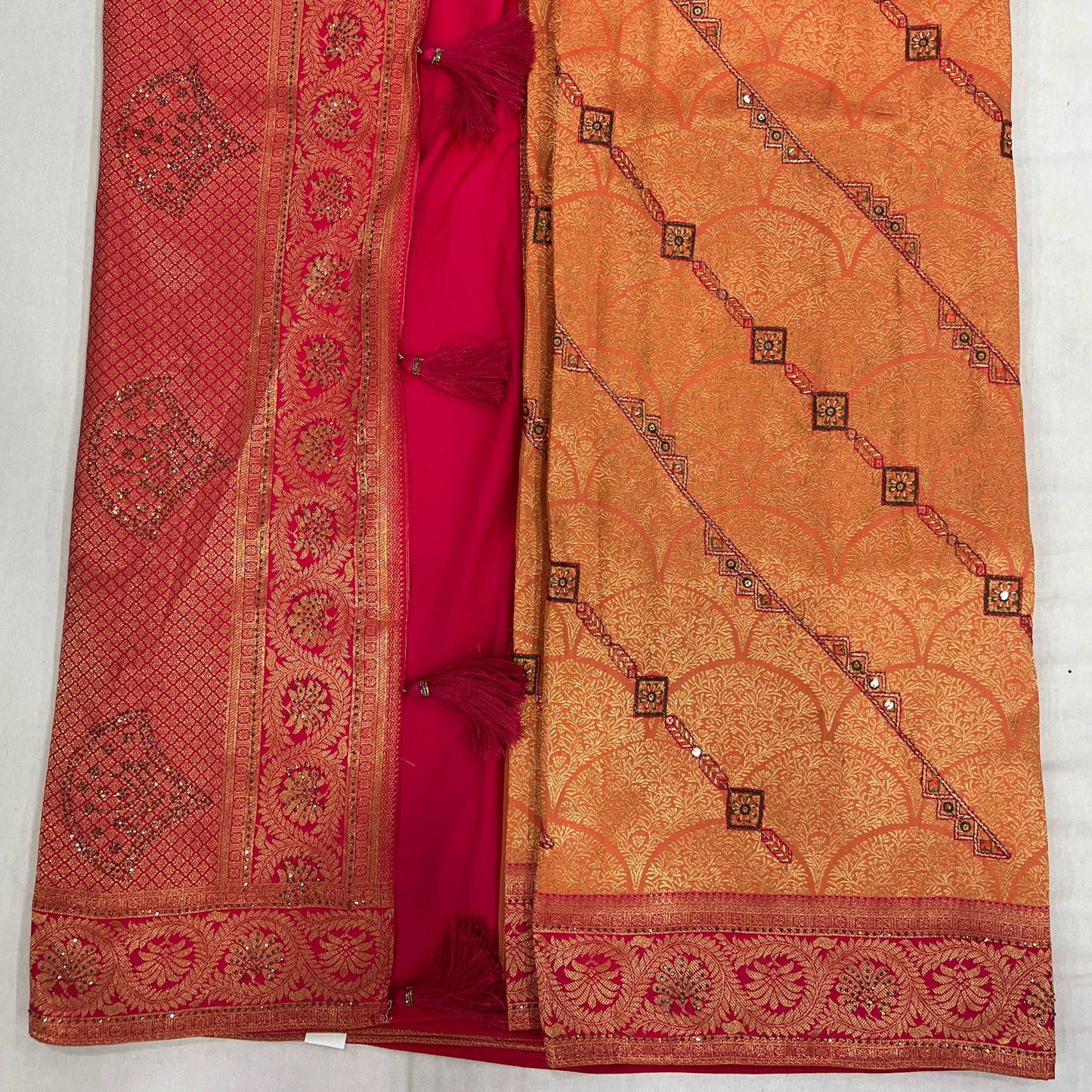 Kanjivaram Silk Saree with Swarovski Embellishments JMS Studio {{ Royal Red Bridal Lehenga}}