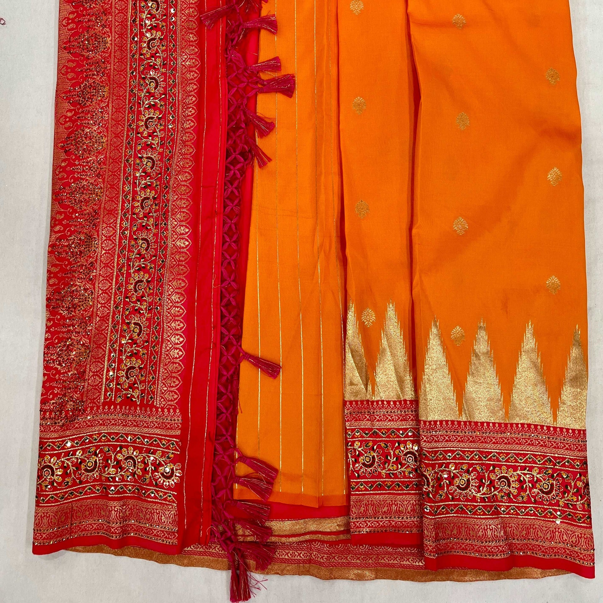 Handwork Pallu Kanjivaram Soft Silk Saree JMS Studio {{ Royal Red Bridal Lehenga}}