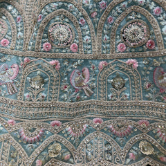 Cherry Blossom - Big Flair Flowy Reception Engagement Lehenga Powder Blue - JMS Studio