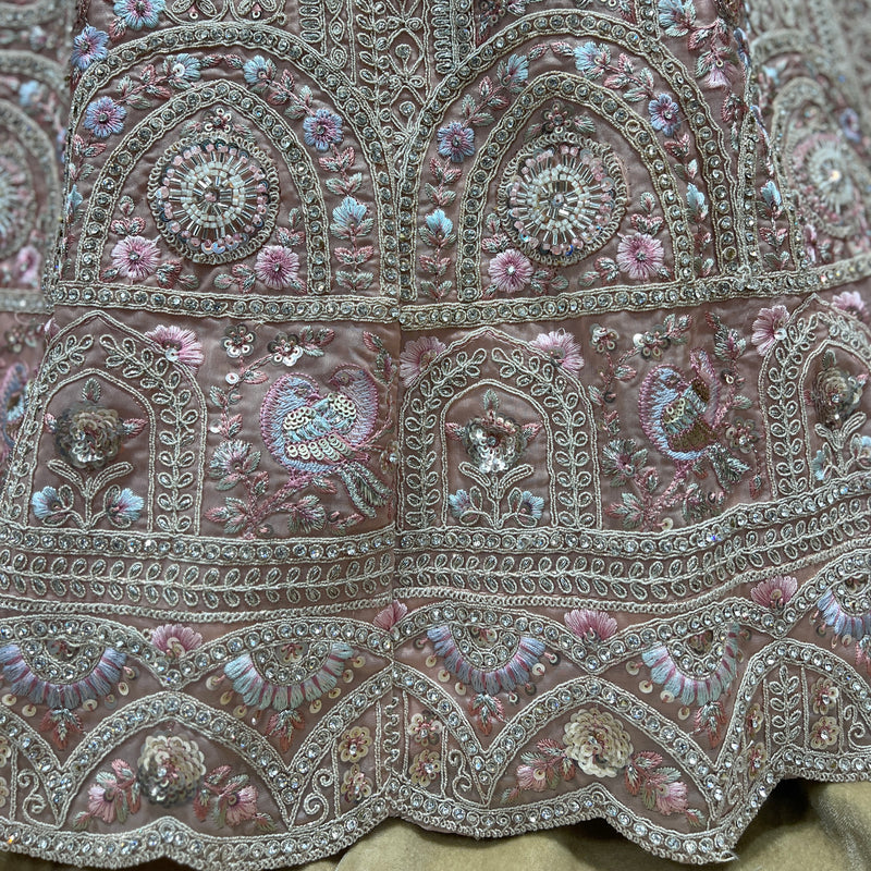 Cherry Blossom - Big Flair Flowy Reception Engagement Lehenga Peach Color - JMS Studio