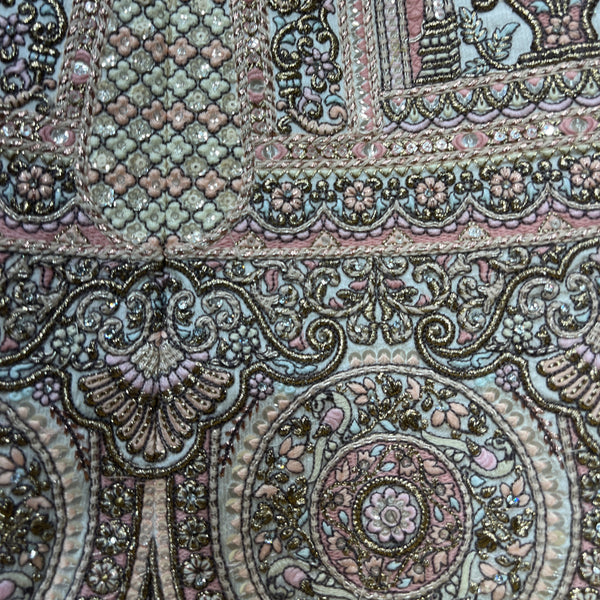 Damsel - Raw Silk Off White Flared Designer Couture Lehenga