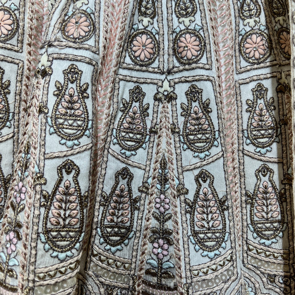 Damsel - Raw Silk Off White Flared Designer Couture Lehenga