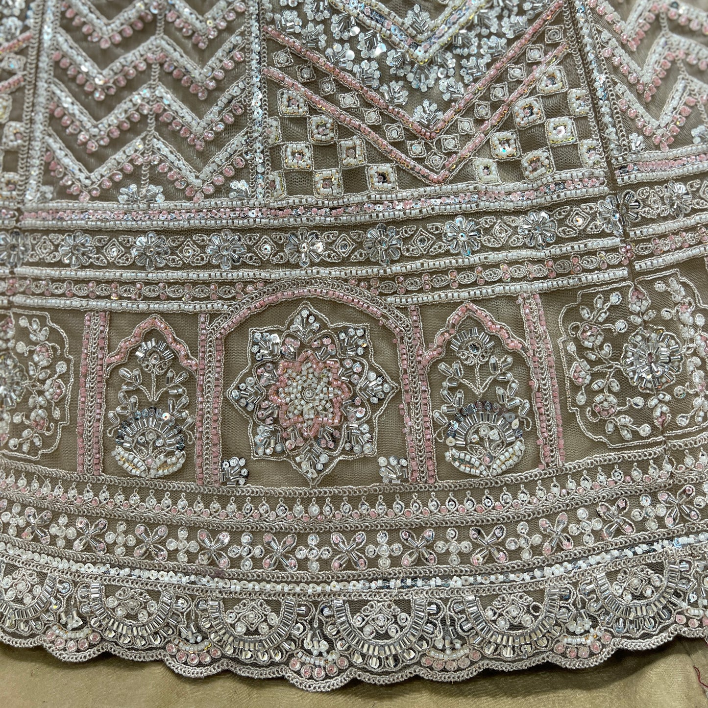 Jazzagals - Beads & Pearls Handwork Ivory Color Lehenga