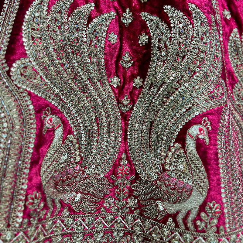 Amrapali - The Royal Chiku Maroon Multicolor Rajwadi Bridal Lehenga - JMS Studio